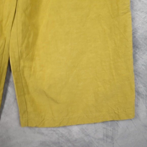 OZAI N KU Mandala Pants Womens Large Yellow Wide Leg Linen Rayon Pleated Casual - Picture 5 of 16